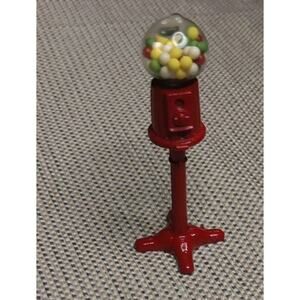 Dollhouse Miniature Gumball Machine Bubblegum Cast Metal Red 3" Tall Collectible